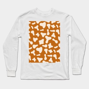 Milk Dairy Cow Print Pattern on Caramel Background Long Sleeve T-Shirt